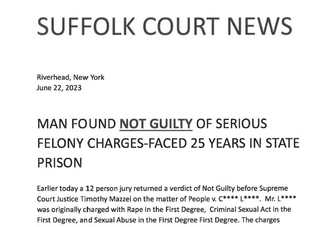 MAN FOUND NOT GUILTY OF SERIOUS FELONY CHARGES-FACED 25 YEARS IN STATE PRISON